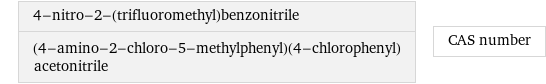 4-nitro-2-(trifluoromethyl)benzonitrile (4-amino-2-chloro-5-methylphenyl)(4-chlorophenyl)acetonitrile | CAS number