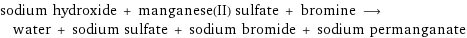 sodium hydroxide + manganese(II) sulfate + bromine ⟶ water + sodium sulfate + sodium bromide + sodium permanganate