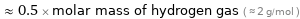  ≈ 0.5 × molar mass of hydrogen gas ( ≈ 2 g/mol )