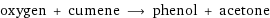 oxygen + cumene ⟶ phenol + acetone