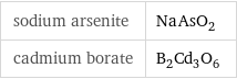 sodium arsenite | NaAsO_2 cadmium borate | B_2Cd_3O_6