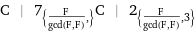 C | 7_({F/gcd(F, F), })C | 2_({F/gcd(F, F), 3})