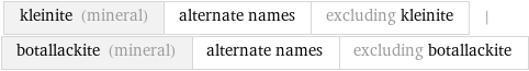 kleinite (mineral) | alternate names | excluding kleinite | botallackite (mineral) | alternate names | excluding botallackite