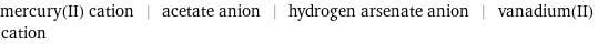 mercury(II) cation | acetate anion | hydrogen arsenate anion | vanadium(II) cation