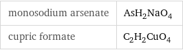 monosodium arsenate | AsH_2NaO_4 cupric formate | C_2H_2CuO_4