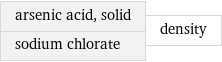 arsenic acid, solid sodium chlorate | density