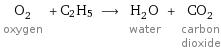 O_2 oxygen + C2H5 ⟶ H_2O water + CO_2 carbon dioxide