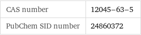 CAS number | 12045-63-5 PubChem SID number | 24860372