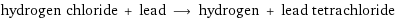 hydrogen chloride + lead ⟶ hydrogen + lead tetrachloride