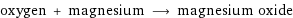 oxygen + magnesium ⟶ magnesium oxide