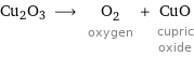 Cu2O3 ⟶ O_2 oxygen + CuO cupric oxide