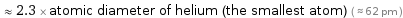  ≈ 2.3 × atomic diameter of helium (the smallest atom) ( ≈ 62 pm )