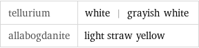 tellurium | white | grayish white allabogdanite | light straw yellow