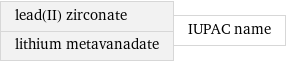 lead(II) zirconate lithium metavanadate | IUPAC name