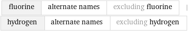 fluorine | alternate names | excluding fluorine | hydrogen | alternate names | excluding hydrogen