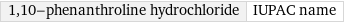 1, 10-phenanthroline hydrochloride | IUPAC name