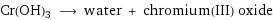 Cr(OH)3 ⟶ water + chromium(III) oxide