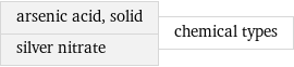 arsenic acid, solid silver nitrate | chemical types