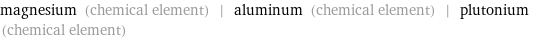 magnesium (chemical element) | aluminum (chemical element) | plutonium (chemical element)