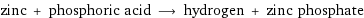 zinc + phosphoric acid ⟶ hydrogen + zinc phosphate