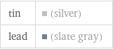 tin | (silver) lead | (slate gray)