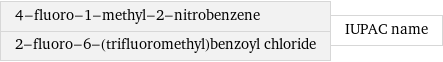 4-fluoro-1-methyl-2-nitrobenzene 2-fluoro-6-(trifluoromethyl)benzoyl chloride | IUPAC name