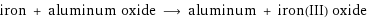 iron + aluminum oxide ⟶ aluminum + iron(III) oxide