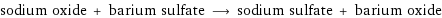 sodium oxide + barium sulfate ⟶ sodium sulfate + barium oxide