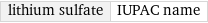 lithium sulfate | IUPAC name