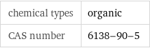 chemical types | organic CAS number | 6138-90-5