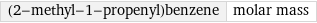 (2-methyl-1-propenyl)benzene | molar mass