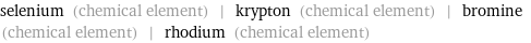 selenium (chemical element) | krypton (chemical element) | bromine (chemical element) | rhodium (chemical element)