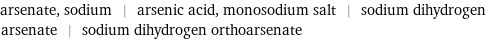 arsenate, sodium | arsenic acid, monosodium salt | sodium dihydrogen arsenate | sodium dihydrogen orthoarsenate