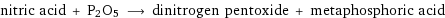 nitric acid + P2O5 ⟶ dinitrogen pentoxide + metaphosphoric acid