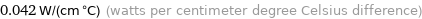 0.042 W/(cm °C) (watts per centimeter degree Celsius difference)