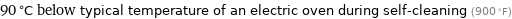 90 °C below typical temperature of an electric oven during self-cleaning (900 °F)