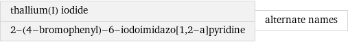 thallium(I) iodide 2-(4-bromophenyl)-6-iodoimidazo[1, 2-a]pyridine | alternate names