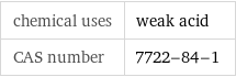 chemical uses | weak acid CAS number | 7722-84-1