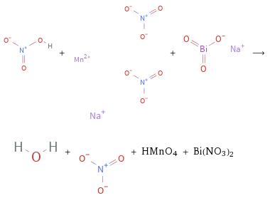  + + ⟶ + + HMnO4 + Bi(NO3)2