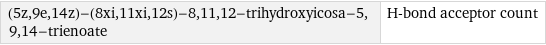 (5z, 9e, 14z)-(8xi, 11xi, 12s)-8, 11, 12-trihydroxyicosa-5, 9, 14-trienoate | H-bond acceptor count