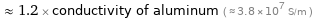  ≈ 1.2 × conductivity of aluminum ( ≈ 3.8×10^7 S/m )