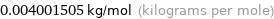 0.004001505 kg/mol (kilograms per mole)