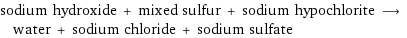 sodium hydroxide + mixed sulfur + sodium hypochlorite ⟶ water + sodium chloride + sodium sulfate