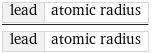 lead | atomic radius/lead | atomic radius