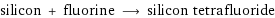 silicon + fluorine ⟶ silicon tetrafluoride