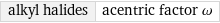 alkyl halides | acentric factor ω