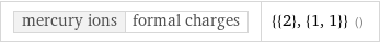 mercury ions | formal charges | {{2}, {1, 1}} ()