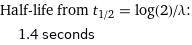 Half-life from t_(1/2) = log(2)/λ:  | 1.4 seconds