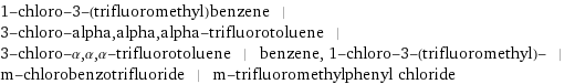 1-chloro-3-(trifluoromethyl)benzene | 3-chloro-alpha, alpha, alpha-trifluorotoluene | 3-chloro-α, α, α-trifluorotoluene | benzene, 1-chloro-3-(trifluoromethyl)- | m-chlorobenzotrifluoride | m-trifluoromethylphenyl chloride