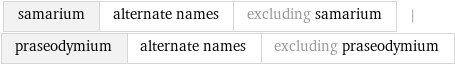 samarium | alternate names | excluding samarium | praseodymium | alternate names | excluding praseodymium